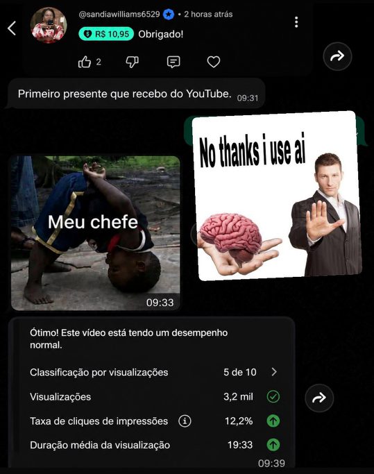 Mentorado: primeiro Super Thanks de R$ 10,95 no YouTube